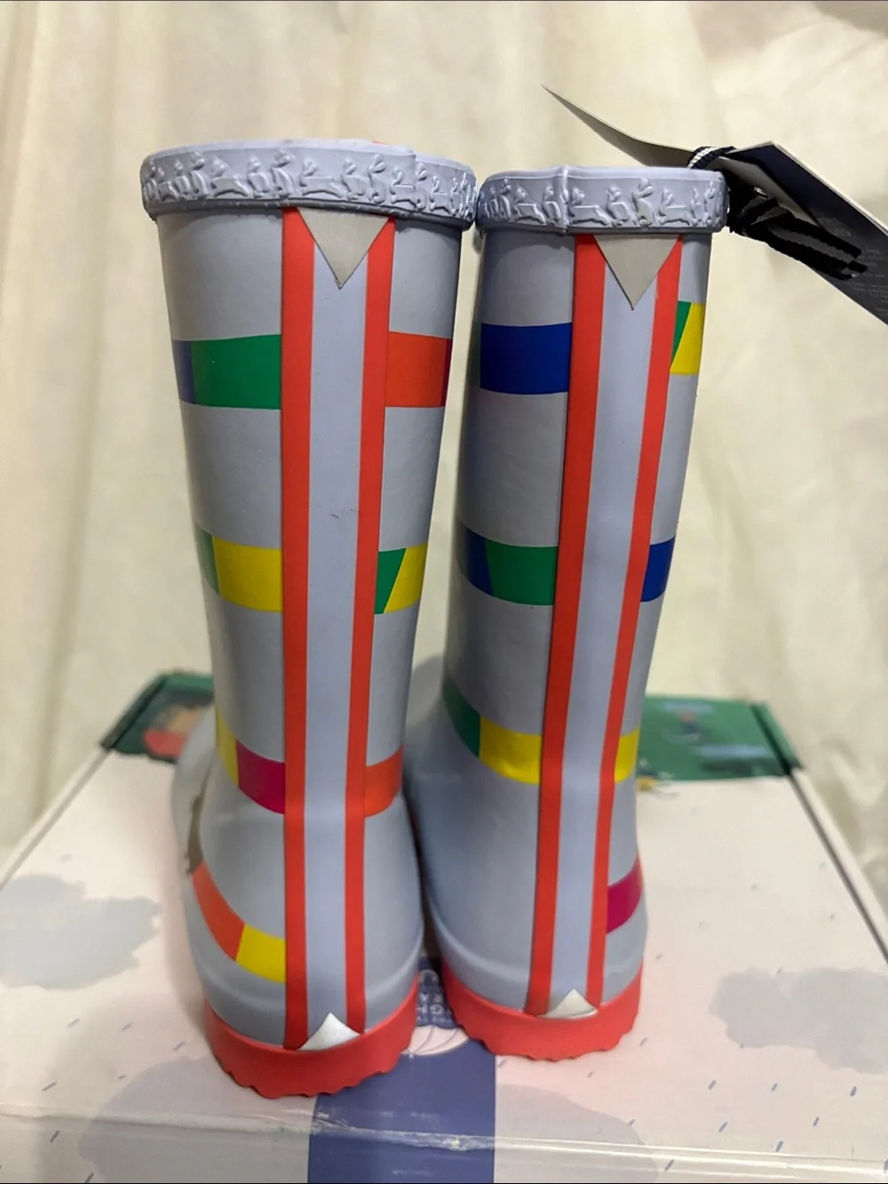 Joules Kids' Rainbow Stripe Rain Boots size US 1 NWT